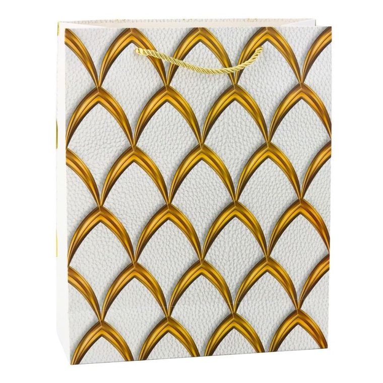 Lean Toys, torba prezentowa elegancka złote zdobienia, 32-26-12 cm, 1 szt.