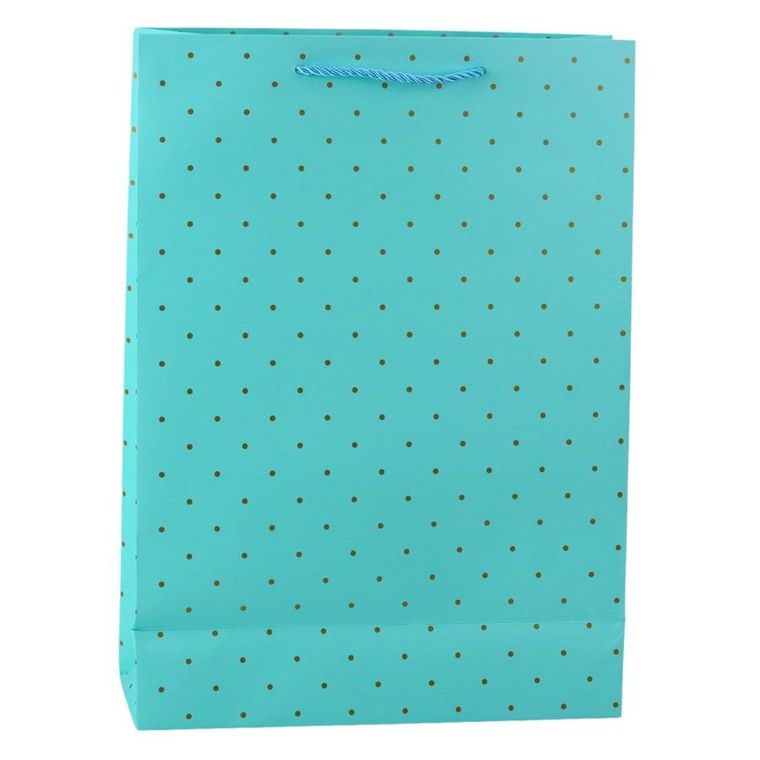 Lean Toys, torba prezentowa klasyczna w złote kropki, 41-30-12 cm, 1 szt.