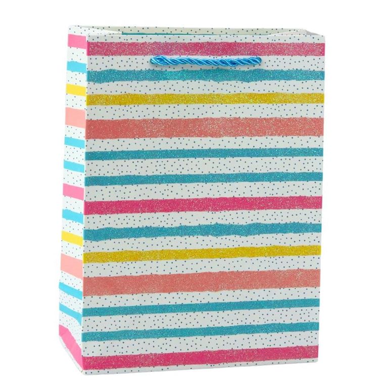 Lean Toys, torba prezentowa, kształty: serca, gwiazdki, kropki, paski, 23-18-10,5 cm, 1 szt.