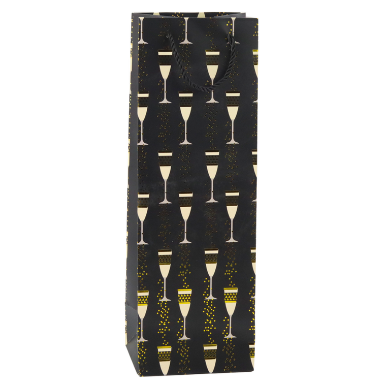 Lean Toys, torba prezentowa na butelkę motyw kieliszków, 36-12-10 cm, 1 szt.