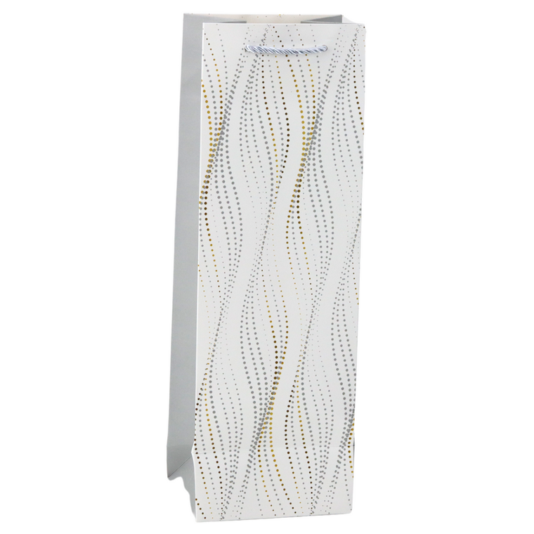 Lean Toys, torba prezentowa na butelkę połyskujące fale, 35-12-9 cm, 1 szt.