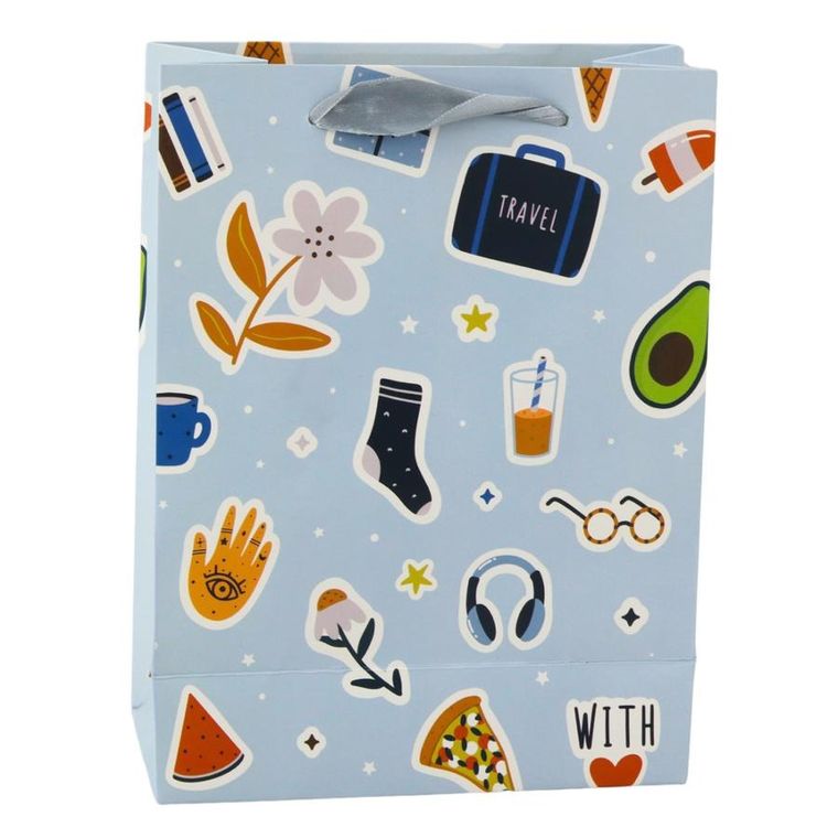 Lean Toys, torba prezentowa naklejki kolorowe znaczki, 23-18-10,5 cm, 1 szt.