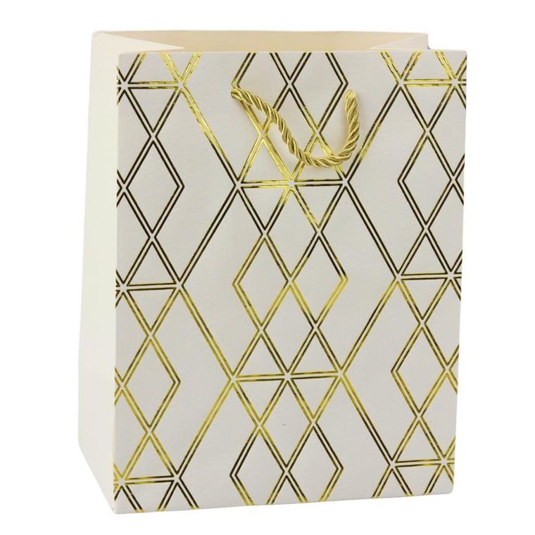 Lean Toys, torba prezentowa papierowa elegancka złote wzory, 23-18-10,5 cm, 1 szt.