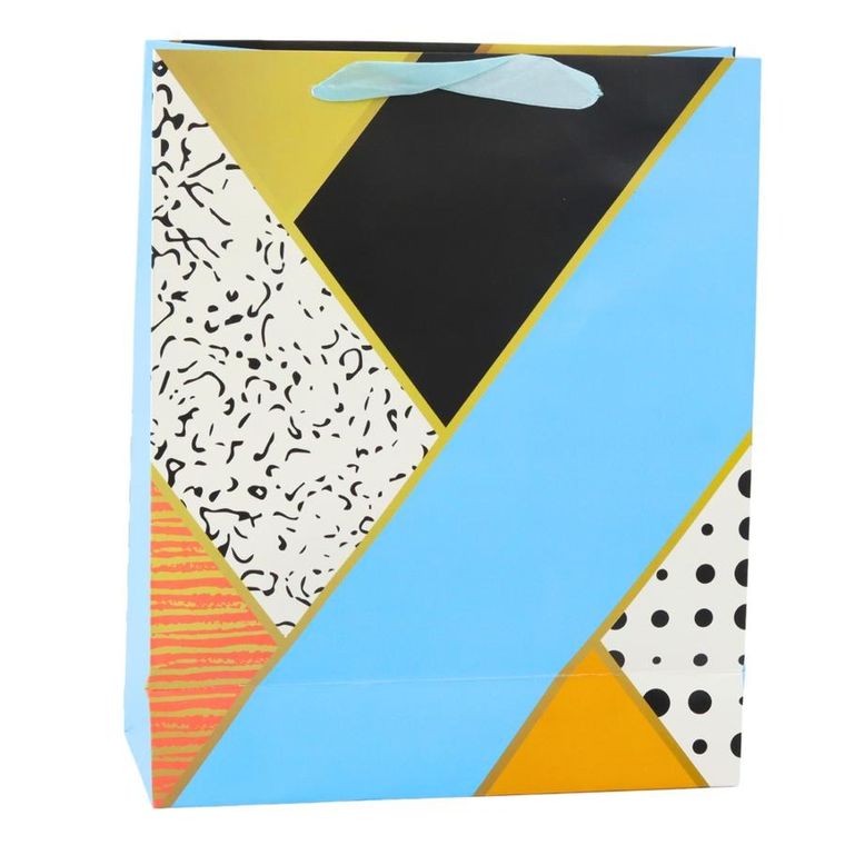 Lean Toys, torba prezentowa papierowa wzory geometryczne, 32-26-12 cm, 1 szt.