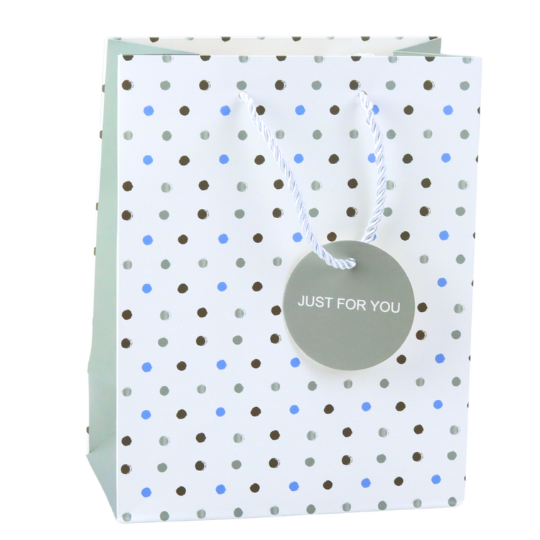 Lean Toys, torba prezentowa z kropkami napis just for you, 23-18-10,5 cm, 1 szt.