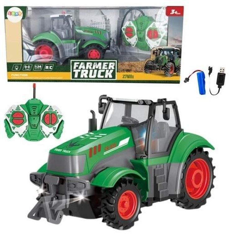 Lean Toys, traktor rolniczy rc, zielony, 1:24
