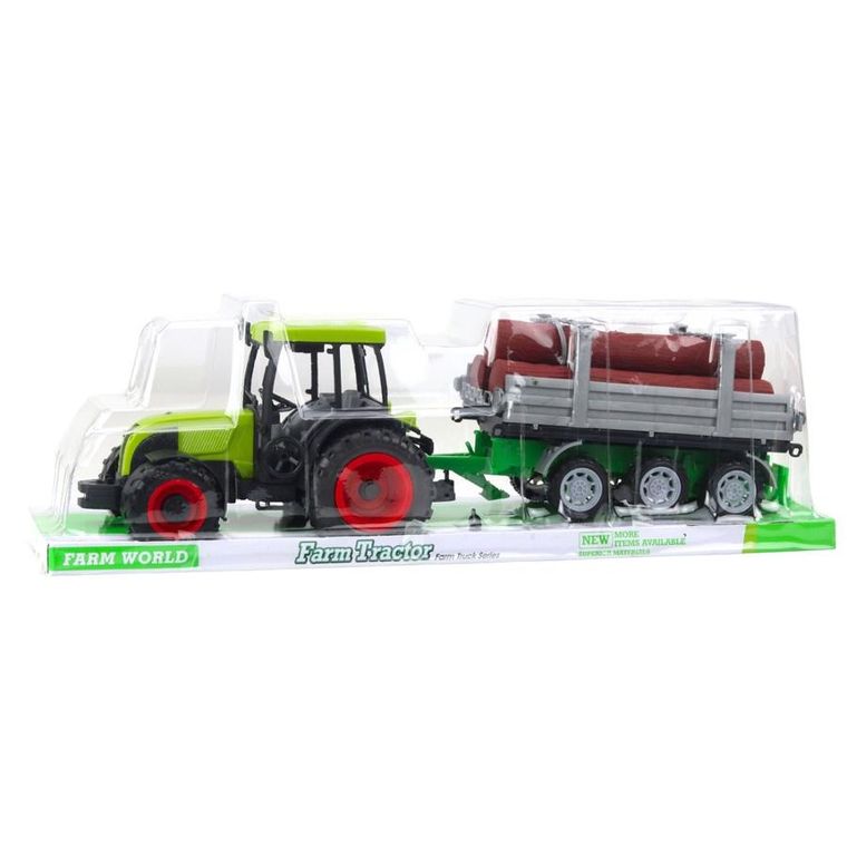 Lean Toys, traktor rolniczy z przyczepą do drewna