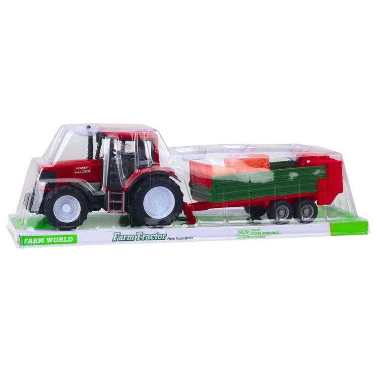 Lean Toys, traktor rolniczy z przyczepą, zielony