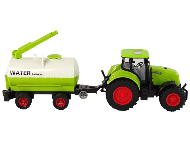 Lean Toys, traktor z przyczepą, pojazd rolniczy, zielony