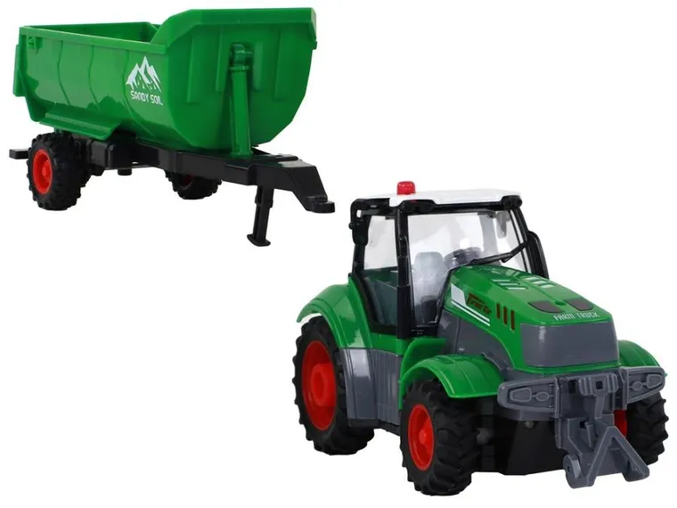 Lean Toys, traktor z przyczepą, zdalnie sterowany, zielony, 1:24