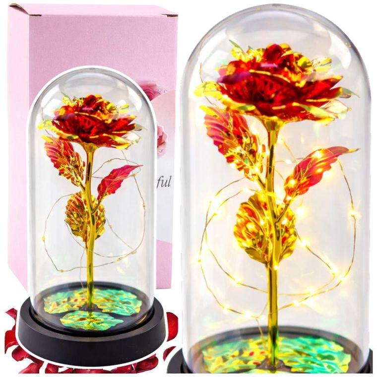 Lean Toys, wieczna róża w kopule, z oświetleniem LED