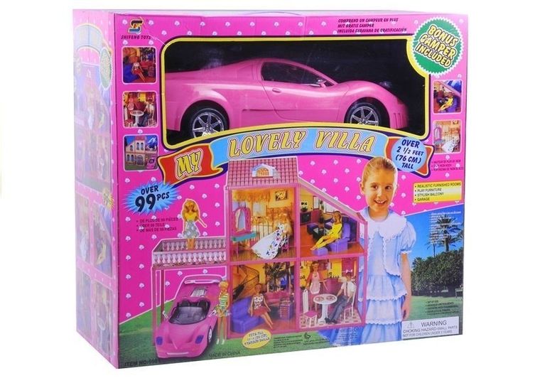 Lean Toys, willa, domek dla lalek z autem i akcesoriami, 76 cm