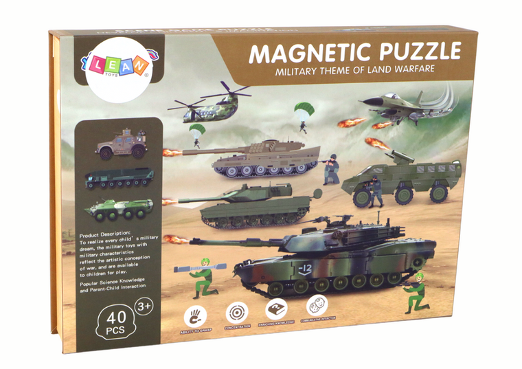 Lean Toys, Wojna Lądowa, puzzle edukacyjne, magnetyczne