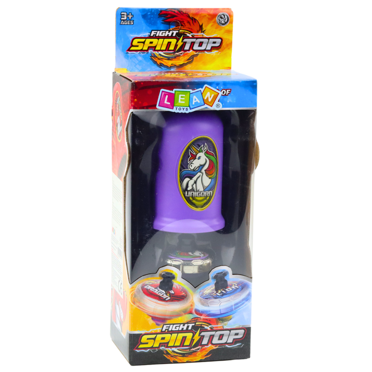 Lean Toys, wyrzutnia z bączkiem, latający dysk, fioletowy