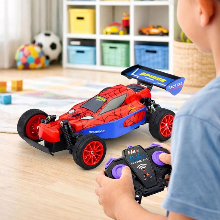 Lean Toys, wyścigówka, pojazd superbohatera zdalnie sterowany, czerwony