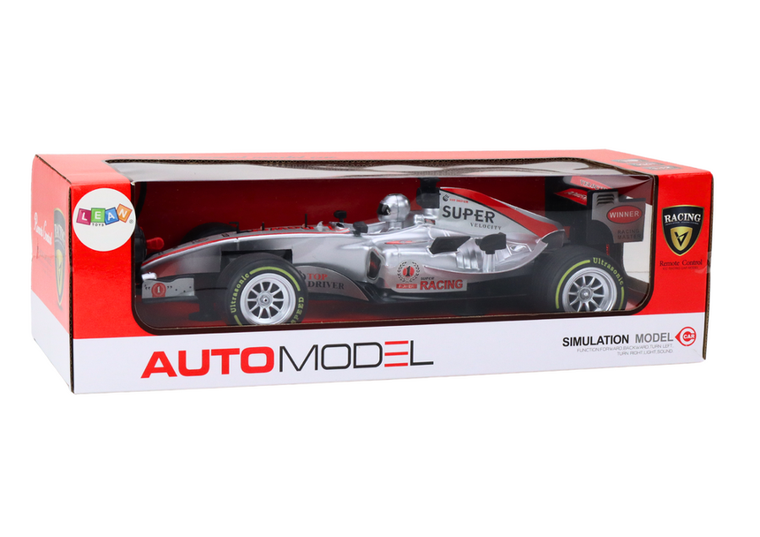 Lean Toys, wyścigówka, pojazd zdalnie sterowany, 1:12, srebrny