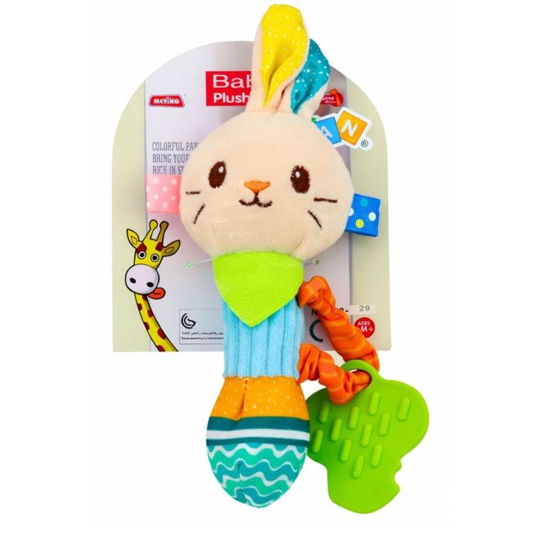 Lean Toys, zajączek, grzechotka pluszowa z gryzakiem