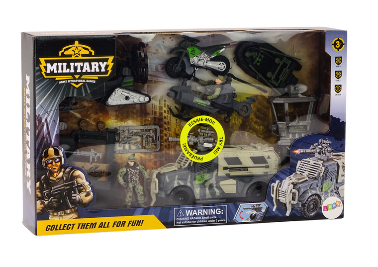 Lean Toys, zestaw militarny, wozy bojowe z helikopterem i figurkami