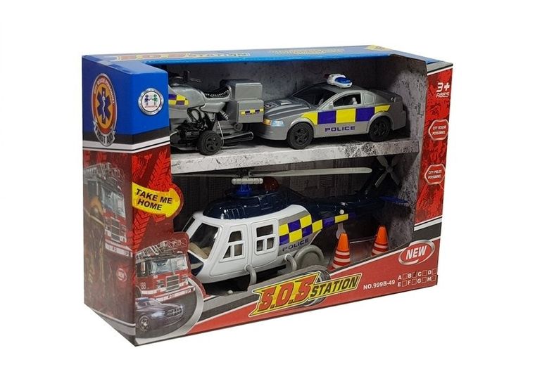 Lean Toys, zestaw pojazdów policja, światło/dźwięk