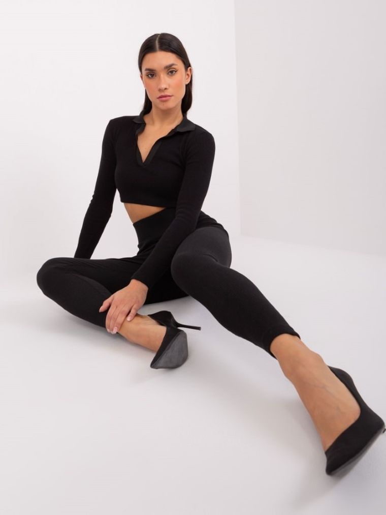 Legginsy damskie, czarne, Rue Paris