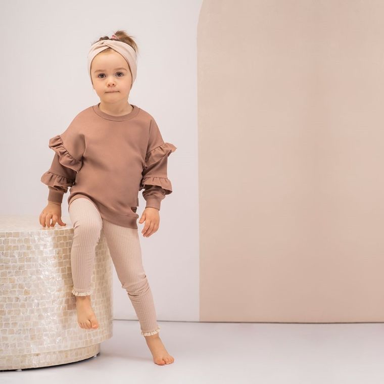 Legginsy dziewczęce, prążkowane, beżowe, Nicol