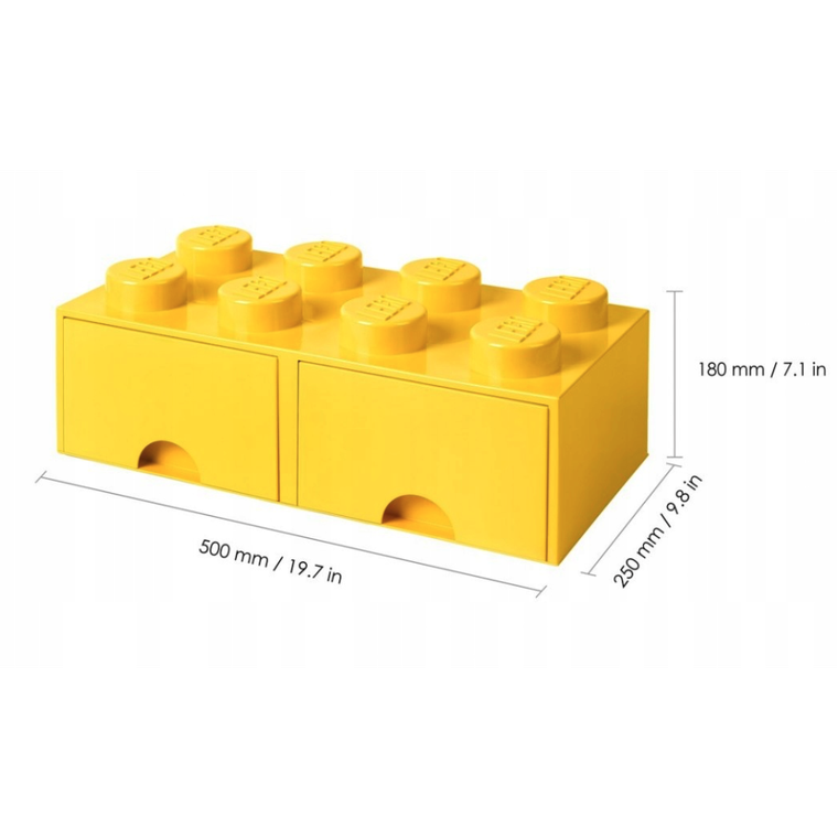 LEGO, Brick 8, pojemnik klocek z dwoma szufladami, żółty