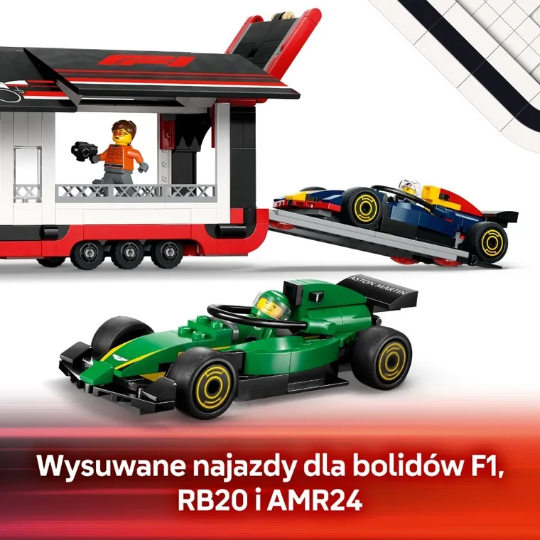 LEGO City, F1 Ciężarówka z bolidami RB20 i AMR24 F1, 60445