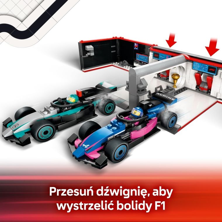 LEGO City, F1 Garaż i bolidy Mercedes-AMG i Alpine, 60444