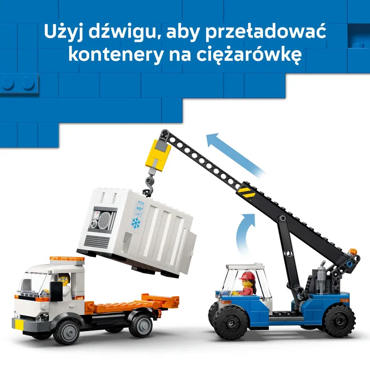 LEGO City, Portowy pociąg towarowy, dźwig i ciężarówka, 60509