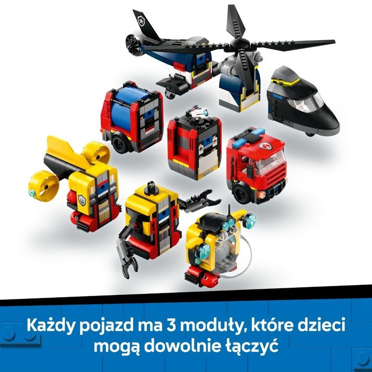 LEGO City, Zestaw z helikopterem, wozem strażackim i łodzią podwodną, 60462