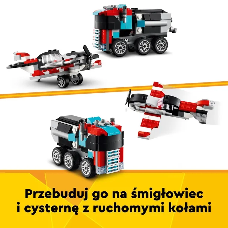 LEGO Creator, Ciężarówka z platformą i helikopterem, 31146
