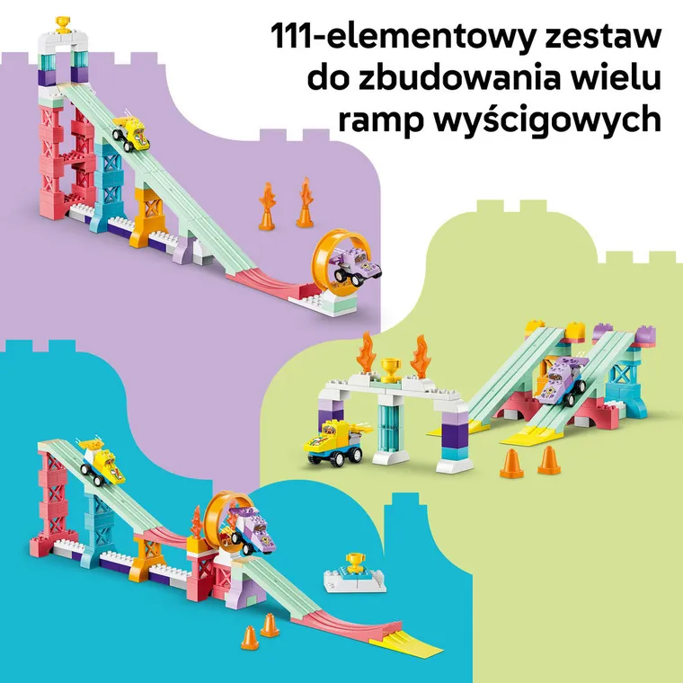 LEGO DUPLO, Kreatywne rampy 3 w 1 z pojazdami, 10478