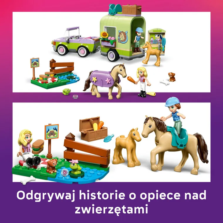 LEGO Friends, Przyczepa z koniem i źrebaczkiem, 42695