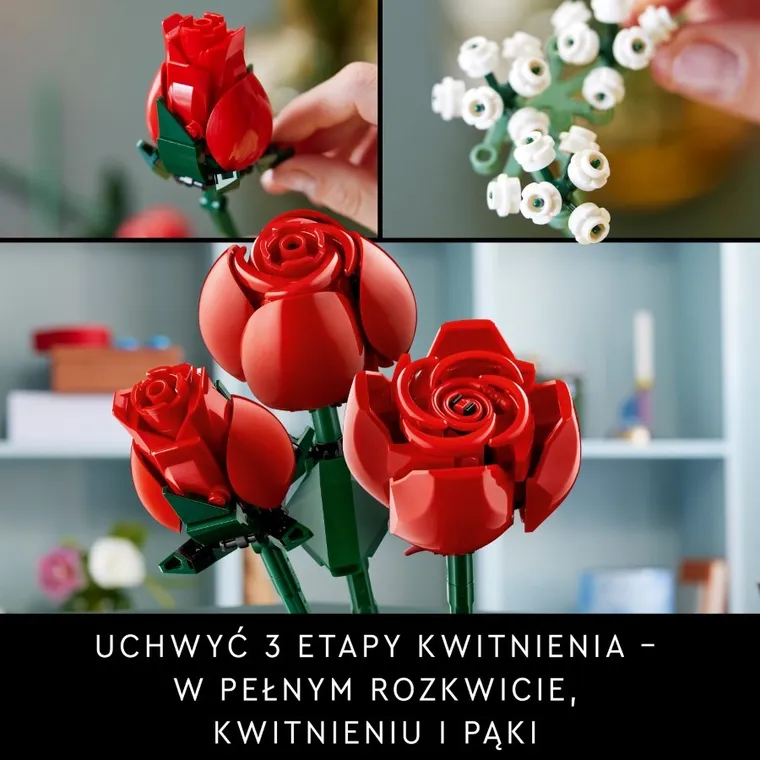 LEGO Icons, Bukiet róż, kwiaty, 10328