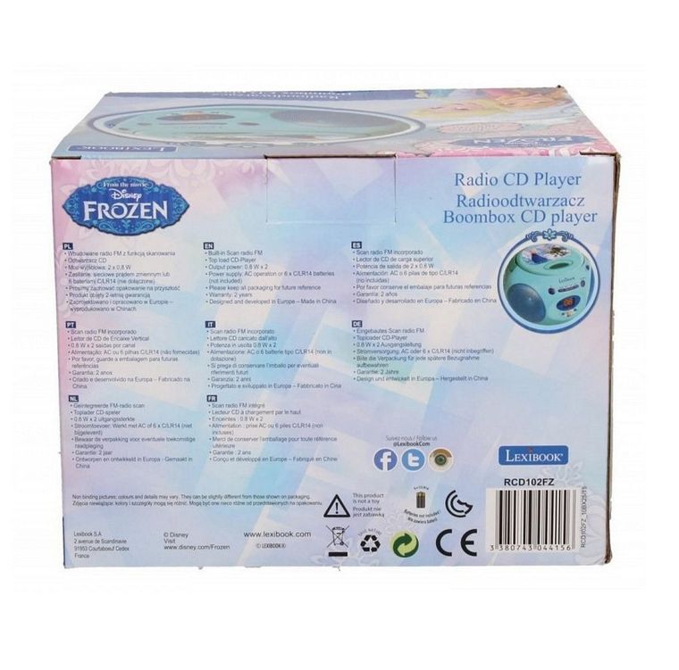 Lexibook, Kraina Lodu, boombox, odtwarzacz CD