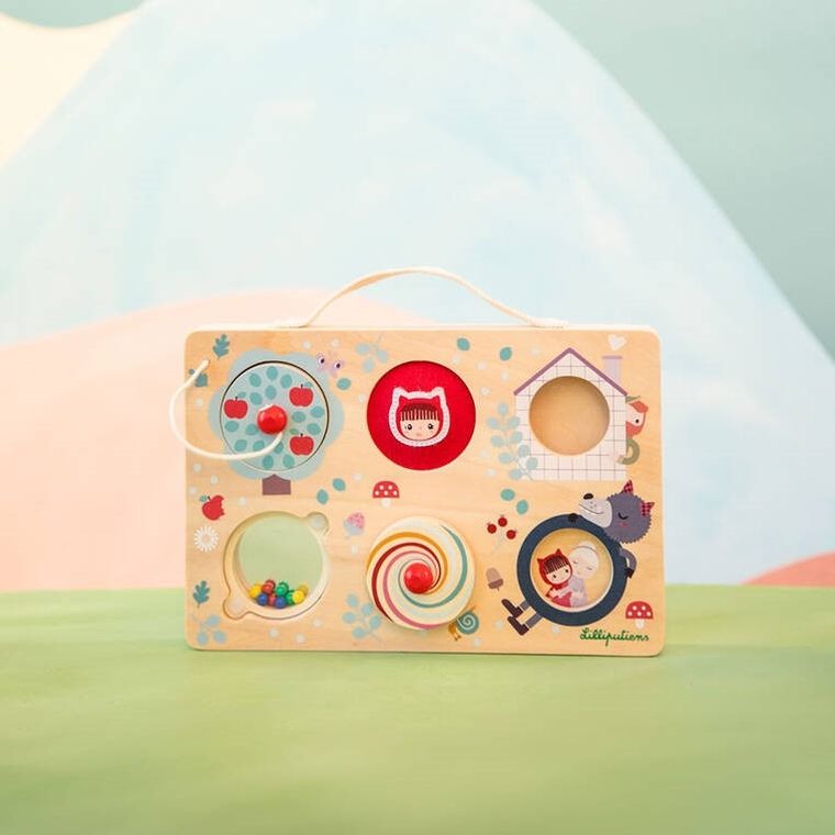 Lilliputiens, Czerwony kapturek, drewniana tablica manipulacyjna, 12m+
