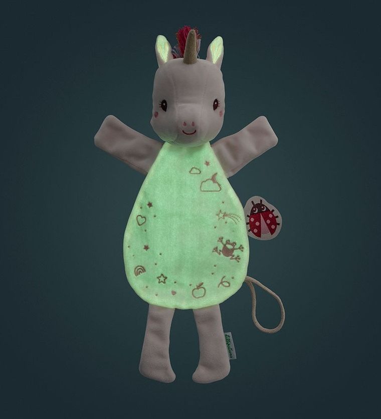 Lilliputiens, Jednorożec Lena, maskotka, komforter, pacynka świecąca w ciemności, 0m+