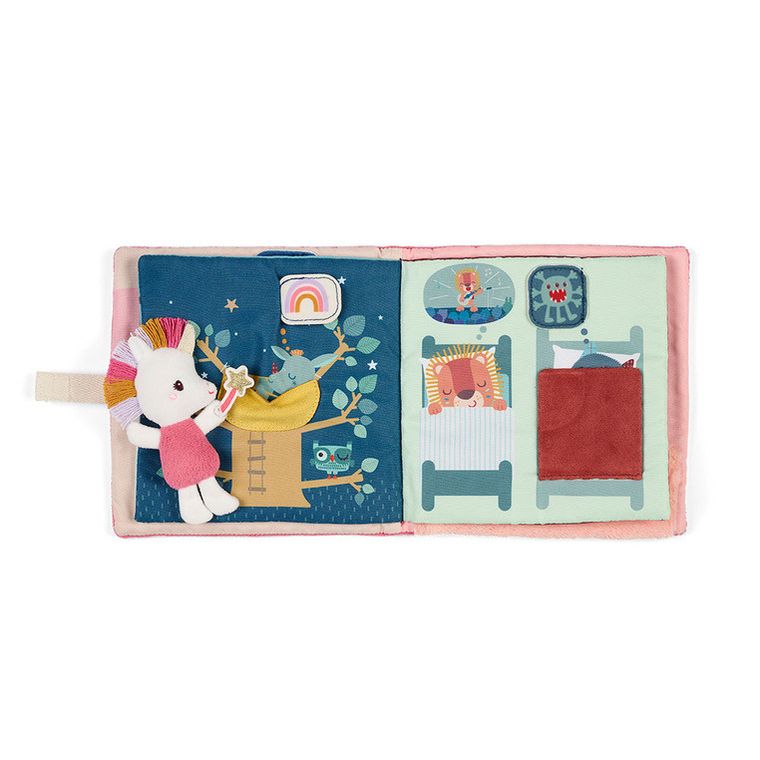 Lilliputiens, Jednorożec Lena, Strażniczka snów, książeczka aktywizująca z mini przytulanką, 18m+