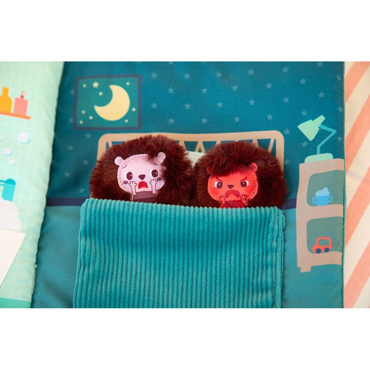 Lilliputiens, Jeżyk Leon, Emocje, książeczka aktywizująca z mini pacynkami, 18m+