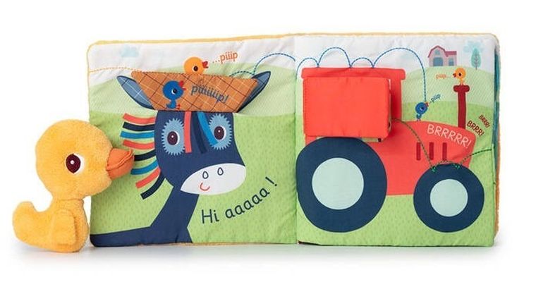 Lilliputiens, Kaczorek Gaspard, Na farmie, książeczka aktywizująca z mini-maskotką, 18m+