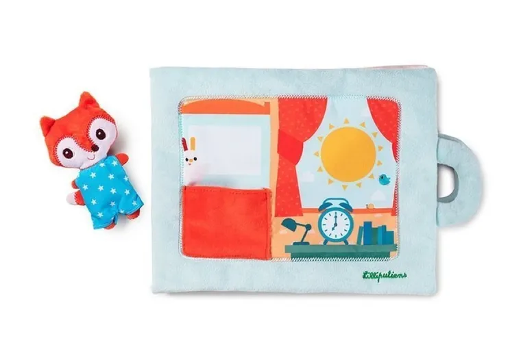 Lilliputiens, miękka książeczka aktywizująca z mini - przytulanką, Dzień dobry, mały lisku, 18 m+