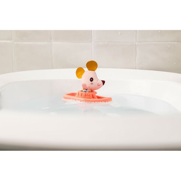 Lilliputiens, Myszka Nina, zabawka do kąpieli, łódeczka z przytulanką, 6m+