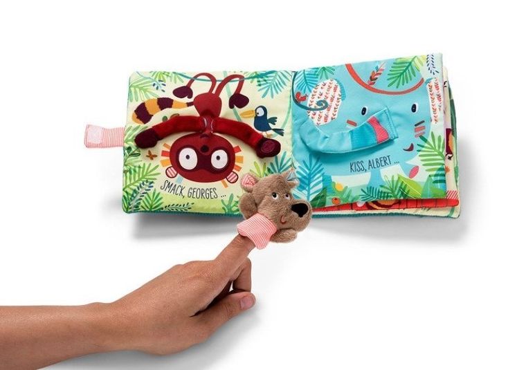 Lilliputiens, Niedźwiadek Cesar, książeczka z mini-pacynką na palec "Buziaki dla Cezara", 12m+