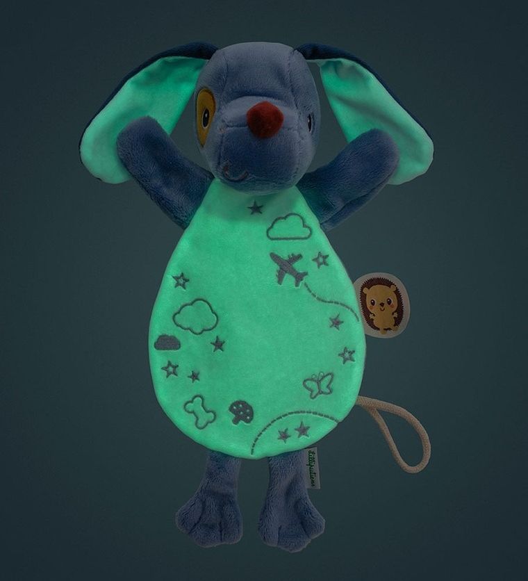 Lilliputiens, Piesek Jules, maskotka, komforter, pacynka świecąca w ciemności, 0m+