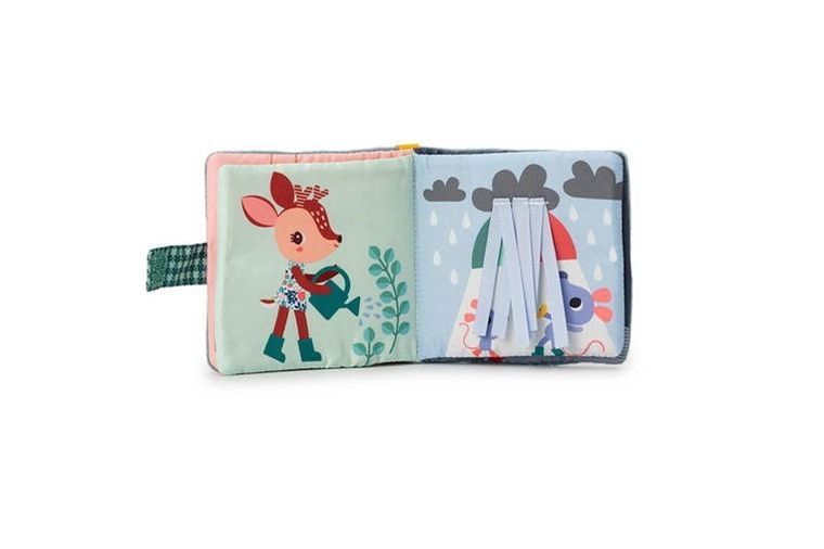 Lilliputiens, Smok Joe, miękka mini-książeczka z silikonowym gryzakiem, 6m+