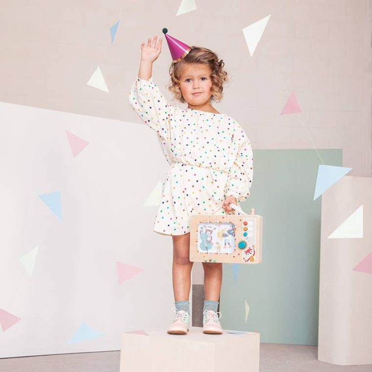 Lilliputiens, Telewizor, drewniana, animowana pozytywka, 10m+