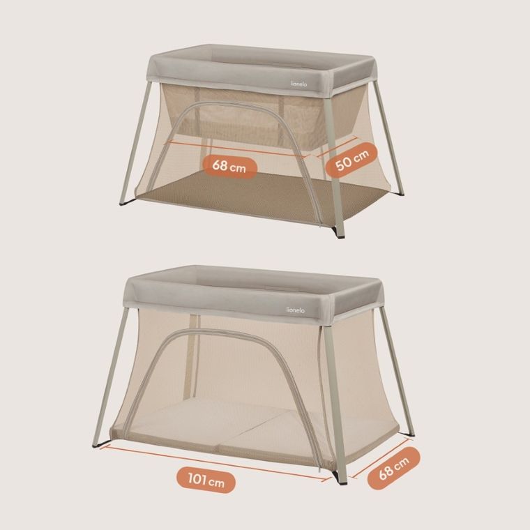 Lionelo, Alice, łóżeczko turystyczne, 3w1, Beige Olive