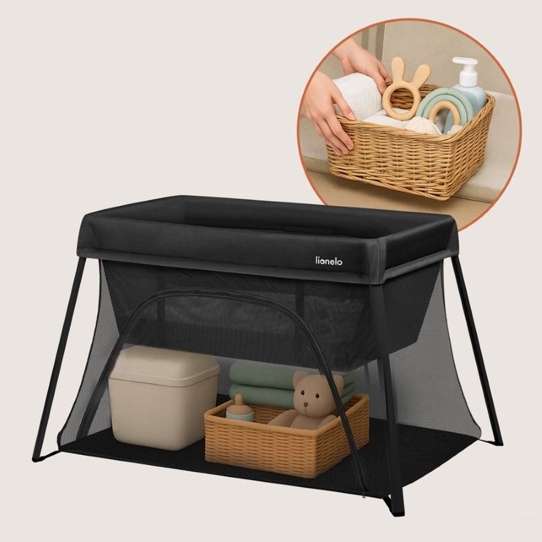 Lionelo, Alice, łóżeczko turystyczne, 3w1, Black