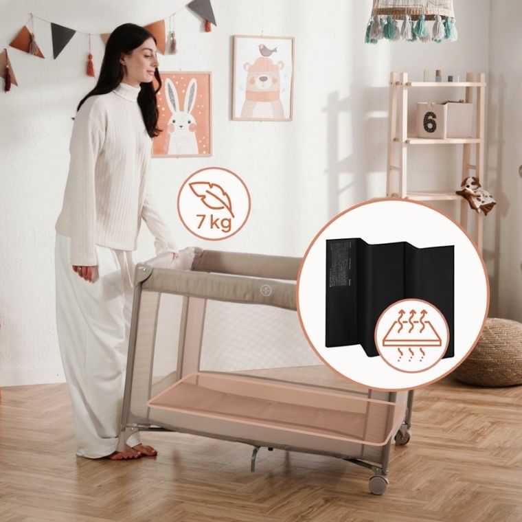 Lionelo, Amelie, kompaktowe łóżeczko turystyczne, black carbon