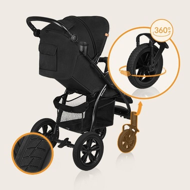 Lionelo, Annet Tour, wózek spacerowy, Black Carbon